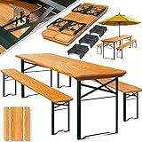 KESSER® Bierzeltgarnitur 3 teilig Gartenmöbel-Set | Klappbar 170 x 46 x 75cm | 2X Bierbänke 1x Biertisch | Festzeltgarnitur Biertisch Stehtisch Sitzgarnitur Holz 12-teiliges Bodenschoner-Set